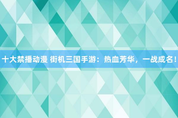 十大禁播动漫 街机三国手游：热血芳华，一战成名！