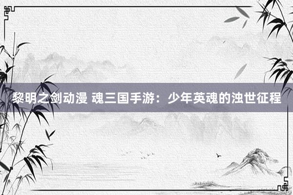 黎明之剑动漫 魂三国手游：少年英魂的浊世征程