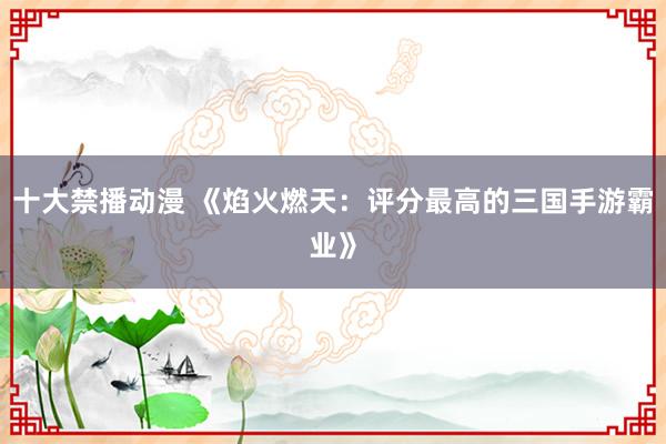十大禁播动漫 《焰火燃天：评分最高的三国手游霸业》
